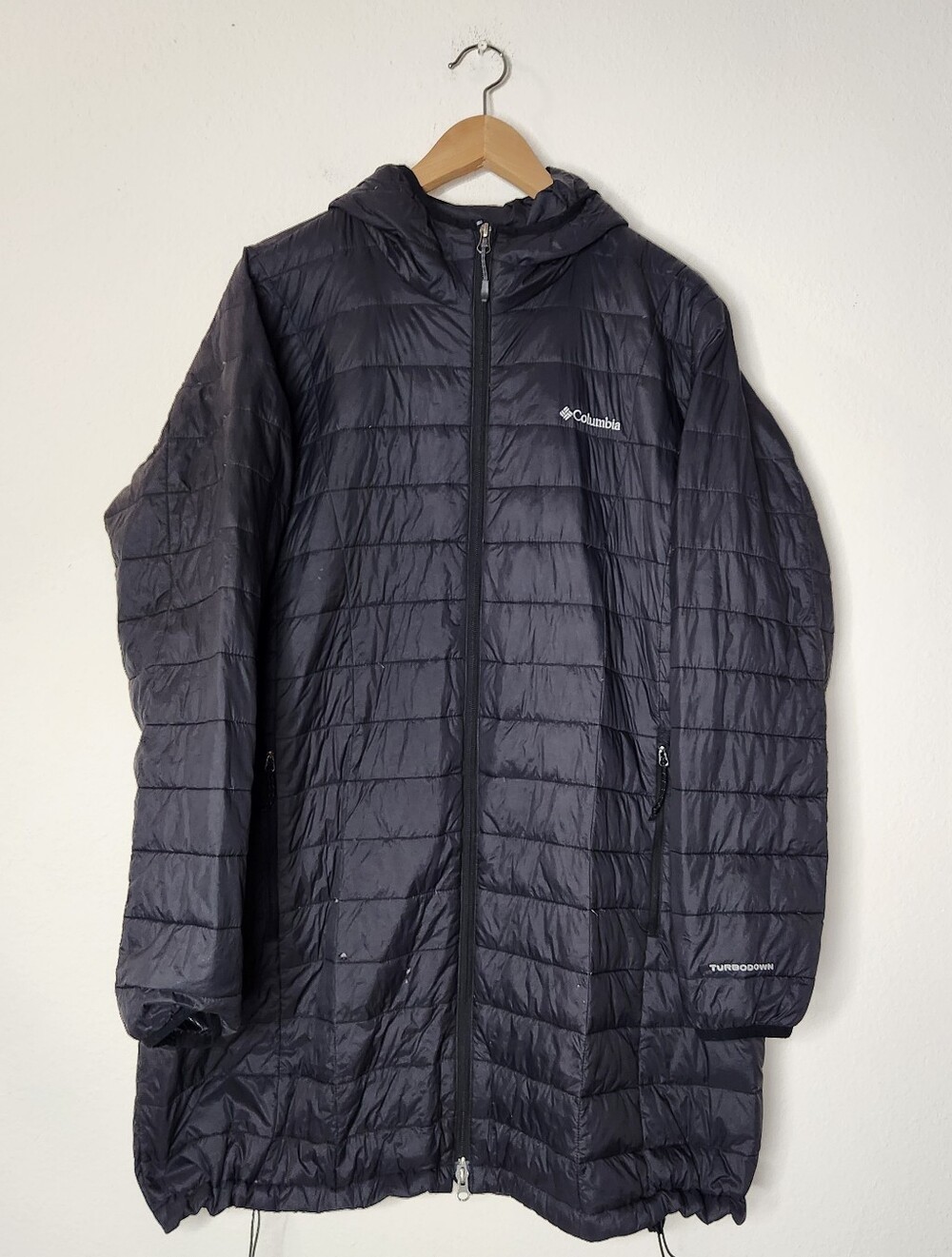 Columbia Womens 2X 590TD Black Omni-Heat Turbo Down Long Puffer Mid Jacket Zip